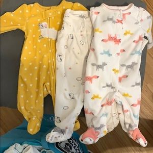 3 fuzzy baby sleepers